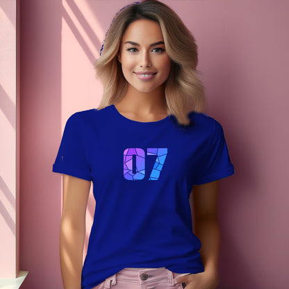 07 Number Women T-Shirt (Royal Blue) | Stylish Numeric Graphic Tee