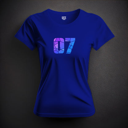 07 Number Women T-Shirt (Royal Blue) | Stylish Numeric Graphic Tee