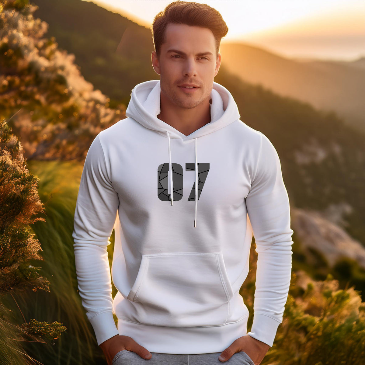 07 Number Unisex Hoodie (White)