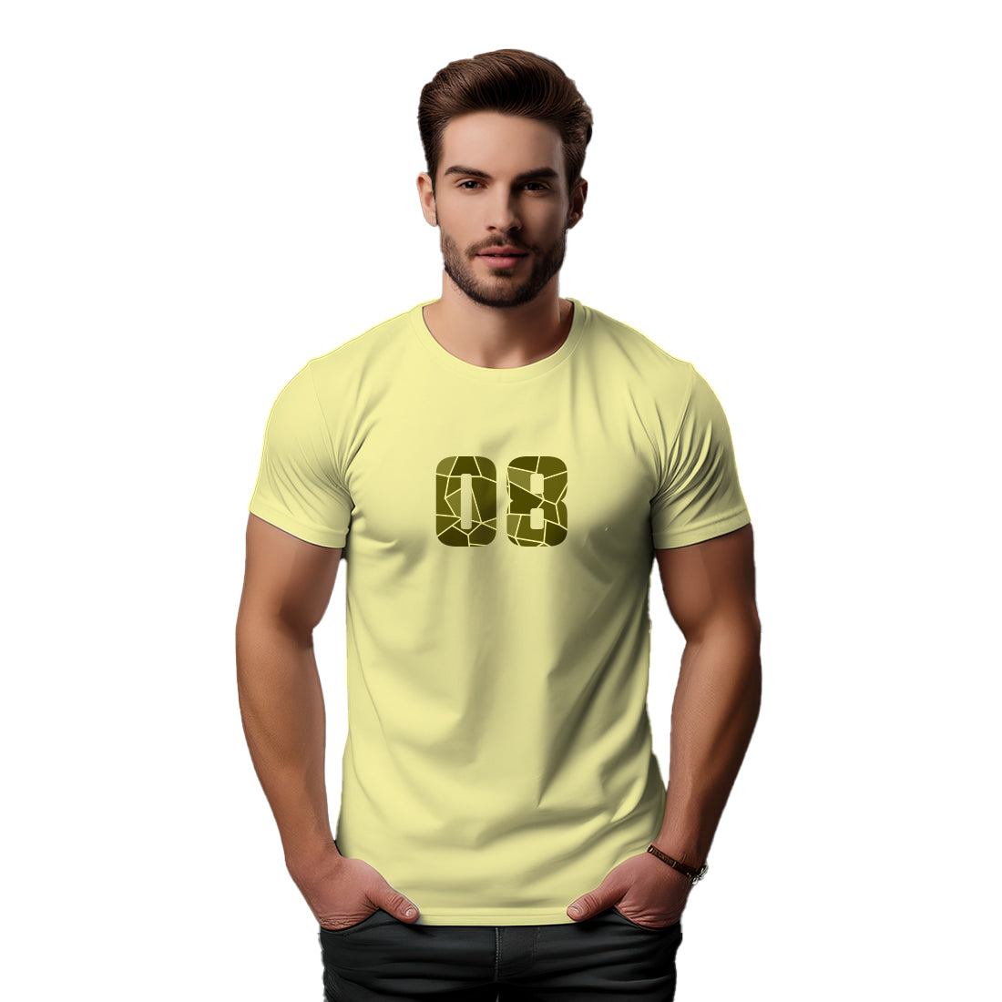 08 Number Men Unisex T-Shirt (Butter Yellow)