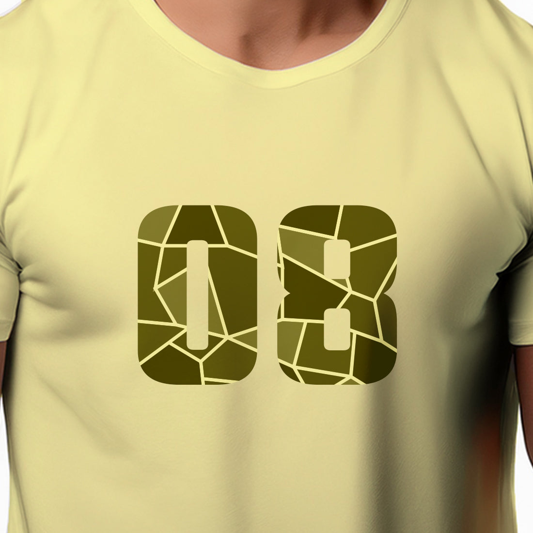08 Number Men Unisex T-Shirt (Butter Yellow)