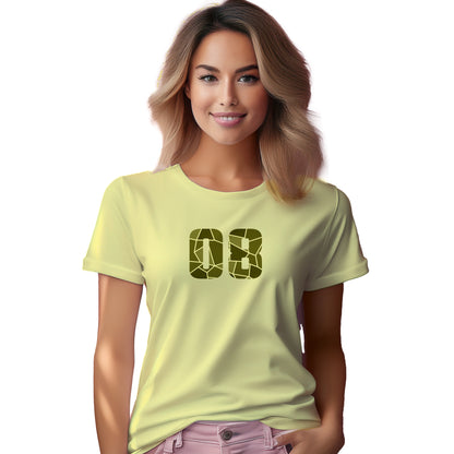 08 Number Women T-Shirt (Butter Yellow) | Stylish Numeric Graphic Tee