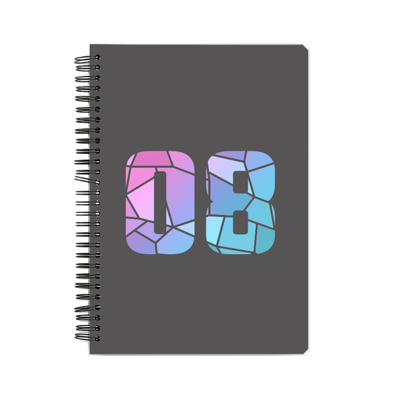 08 Number Notebook (Charcoal Grey, A5 Size, 100 Pages, Ruled, 6 Pack)