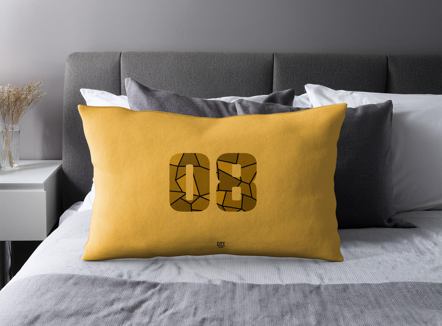 08 Number Pillow Case (Golden Yellow)