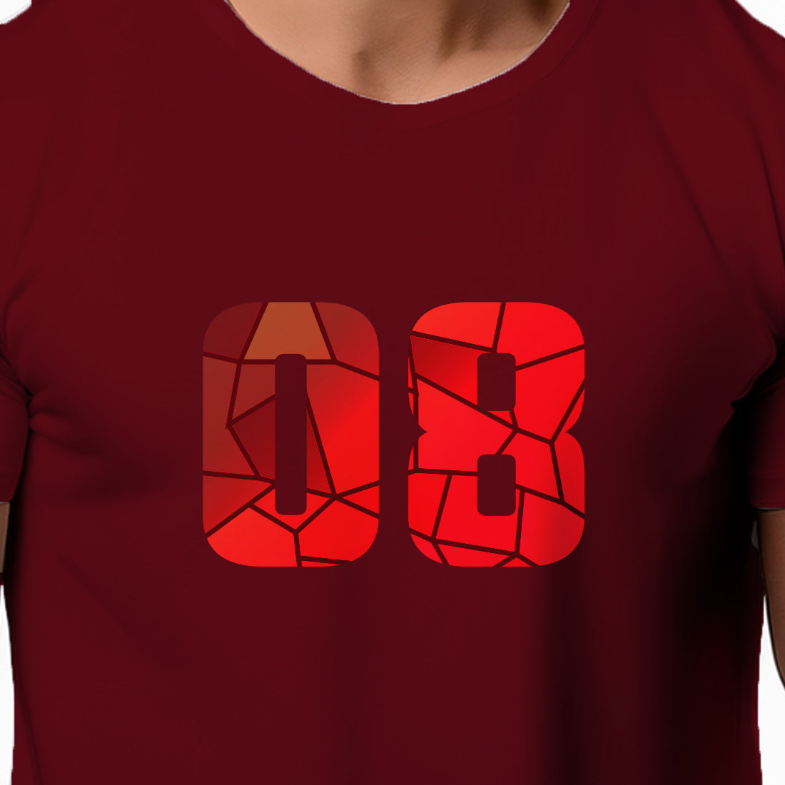 08 Number Men Unisex T-Shirt (Maroon)