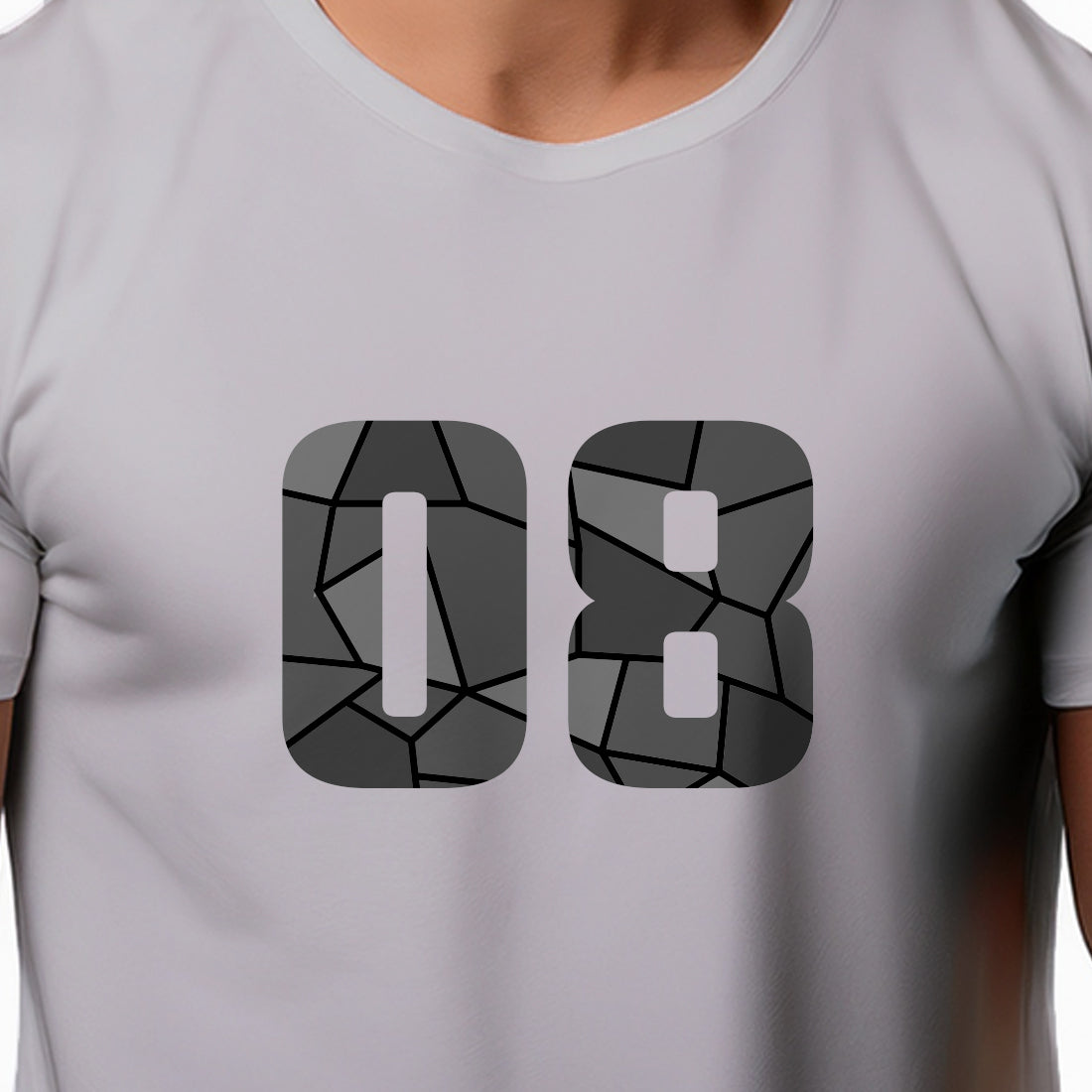08 Number Men Unisex T-Shirt (Melange Grey)