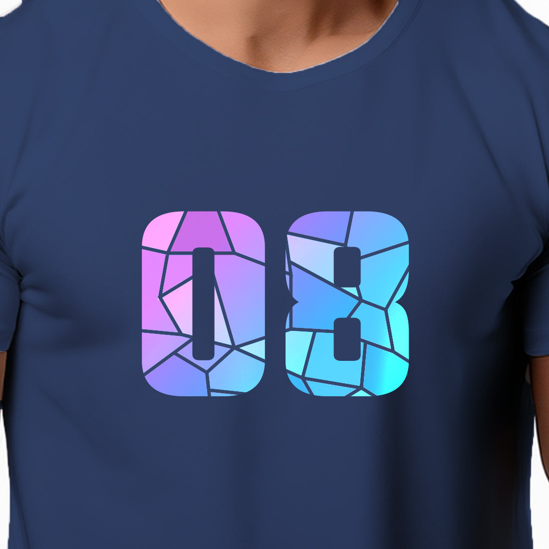 08 Number Men Unisex T-Shirt (Navy Blue)