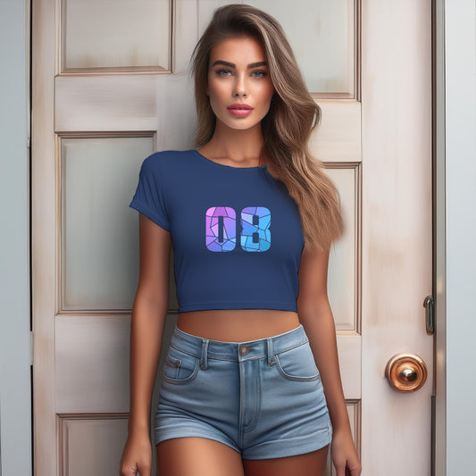 08 Number Women Crop Top (Navy Blue)