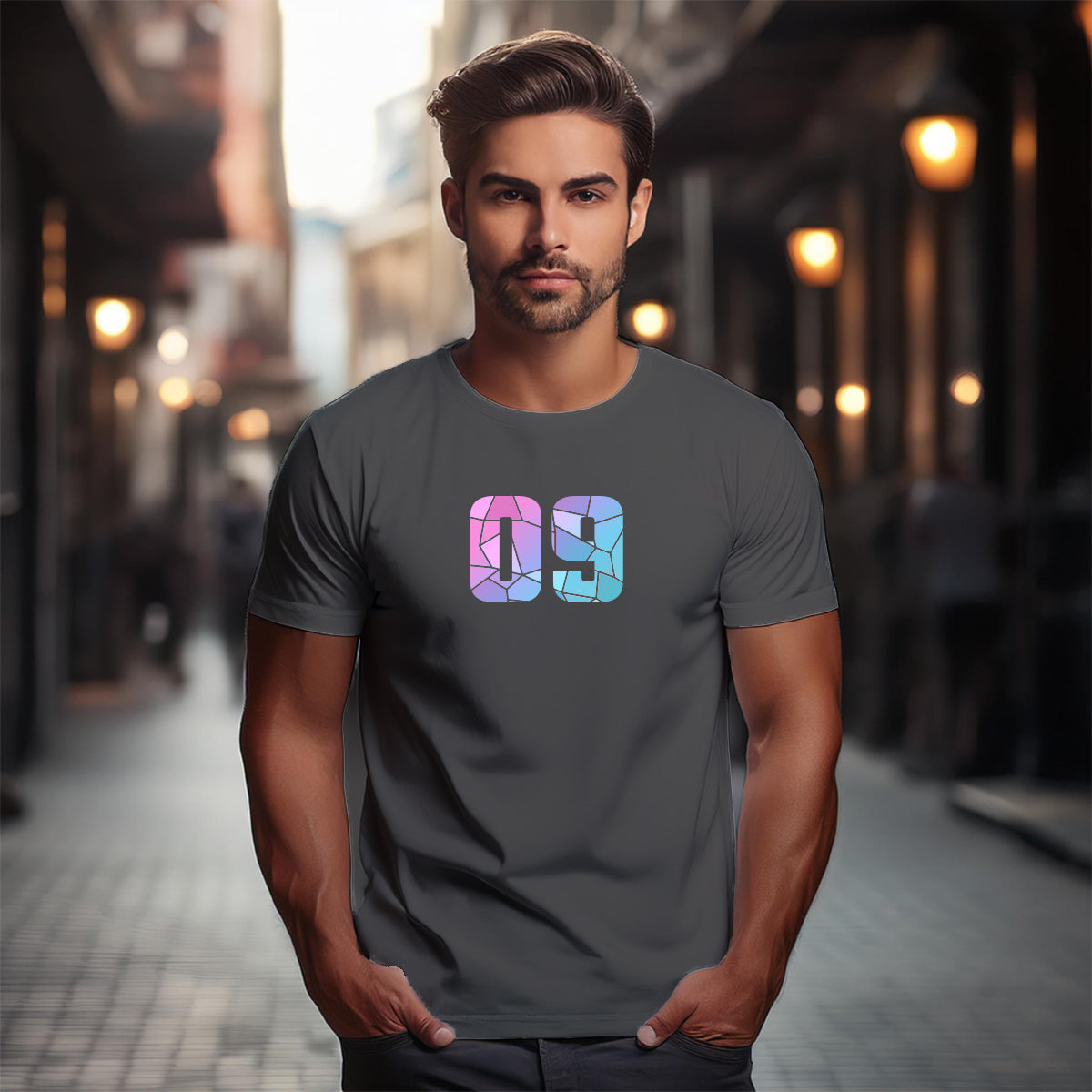 09 Number Men Unisex T-Shirt (Charcoal Grey)