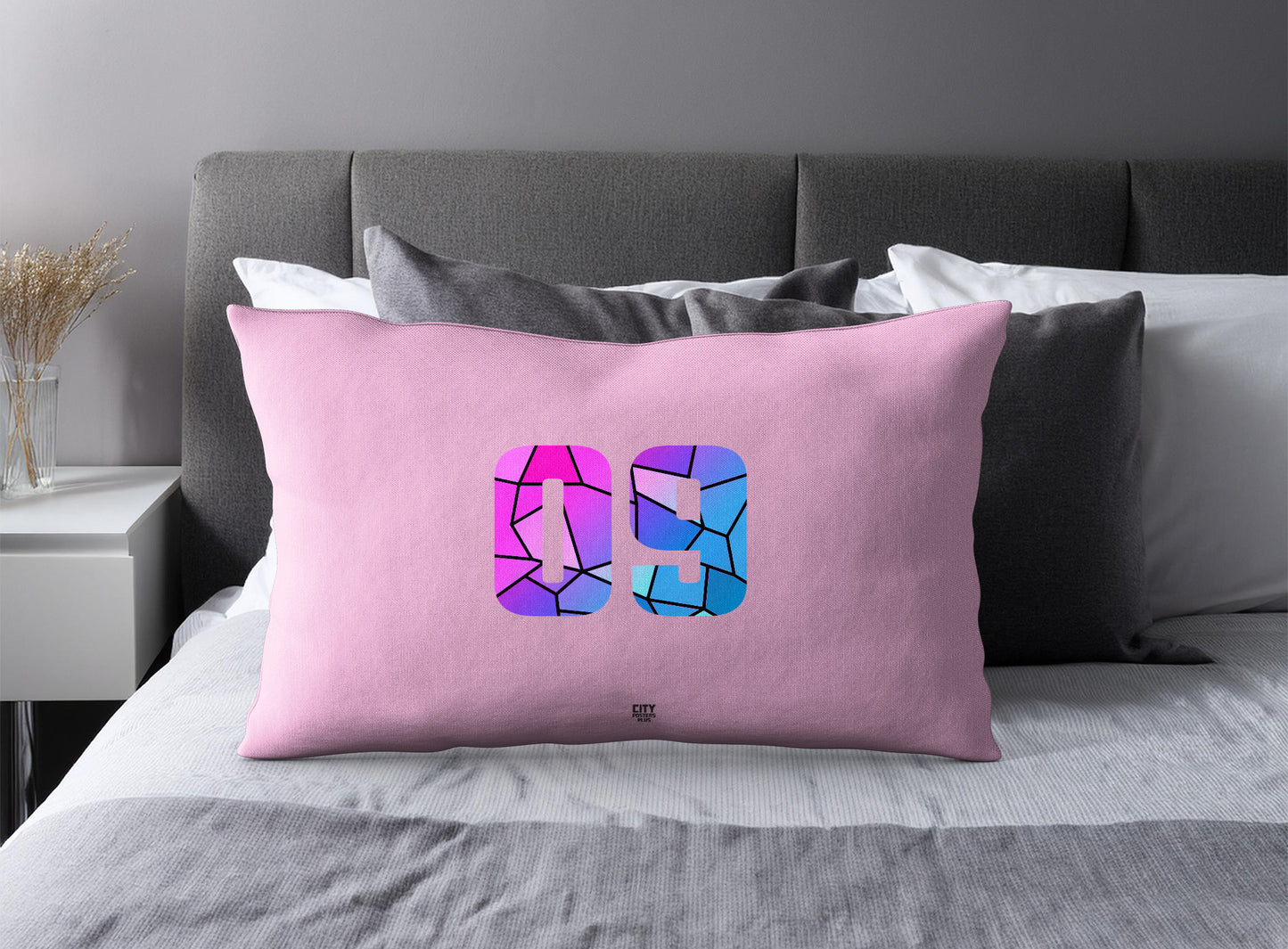 09 Number Square & Rectangle Pillow Cases | Modern Numeric Throw Pillow Covers | Print Deliver Plus by City Posters Plus