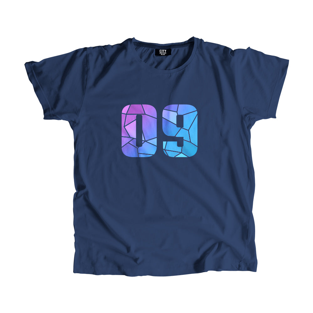 00-99 Numbers Unisex T-Shirt (Navy Blue, Large Size)
