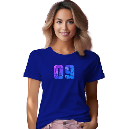 09 Number Women T-Shirt (Royal Blue) | Stylish Numeric Graphic Tee