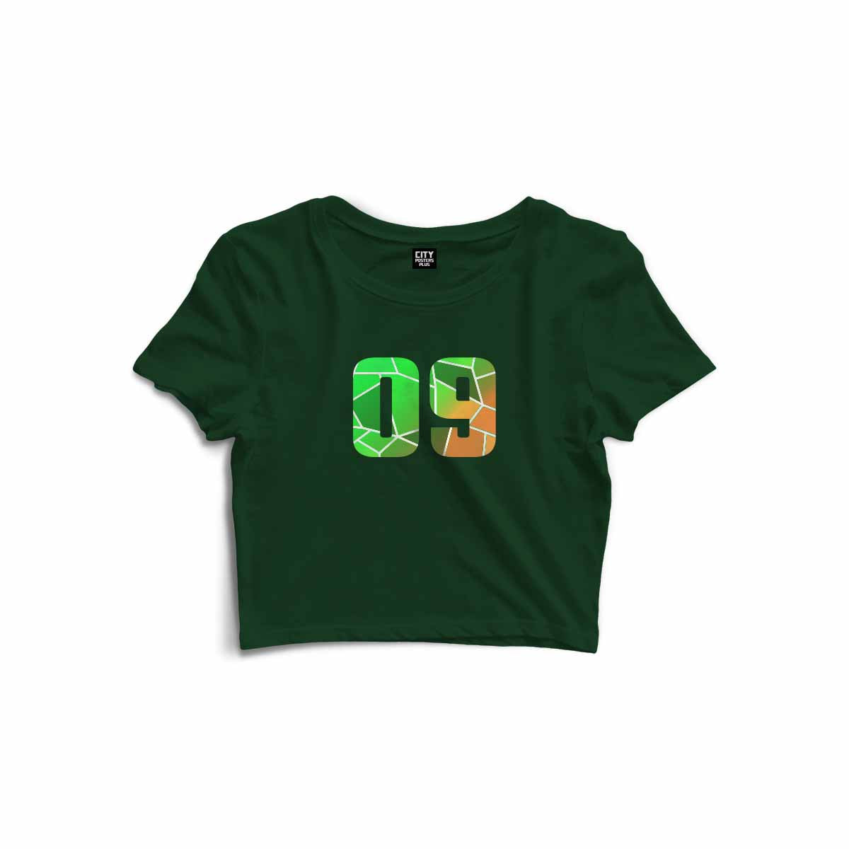 09 Number Women Crop Top (Olive Green)