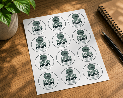 Custom Circle Round Stickers Sheet | 1000 Print