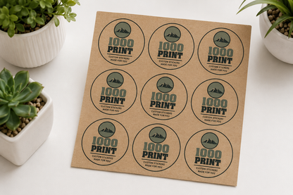 Custom Circle Kraft Paper Stickers | 1000 Print