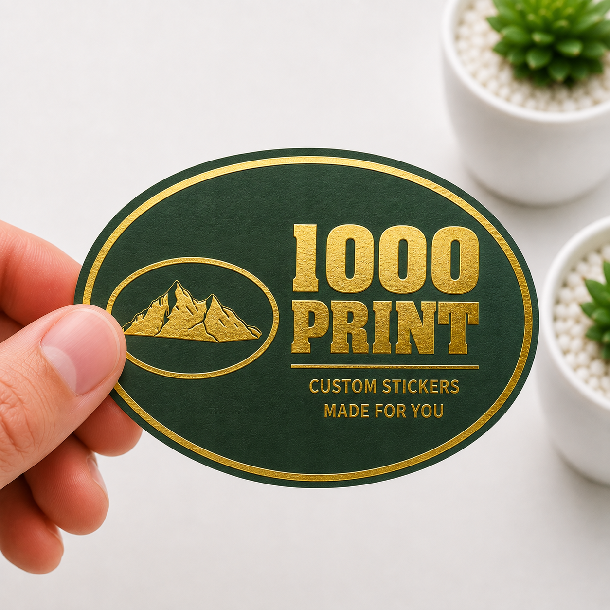Custom Oval Gold Foiling Colour Paper Stickers | 1000 Print