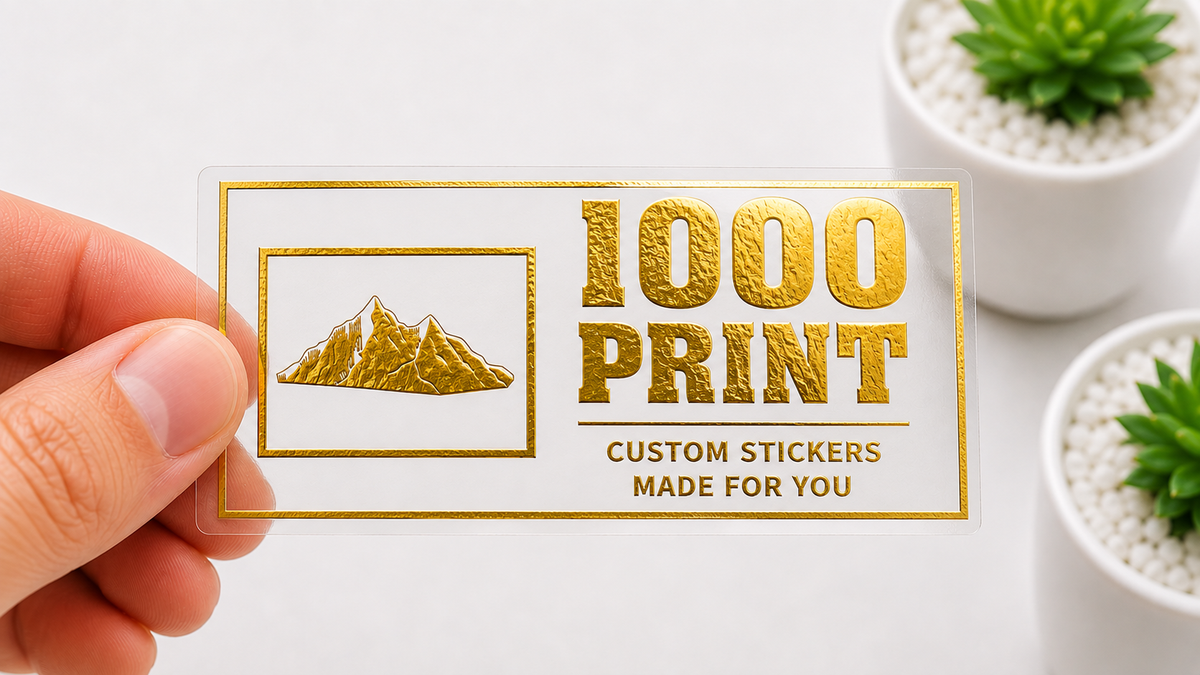 Custom Rectangle Gold Foiling Transparent Stickers | 1000 Print