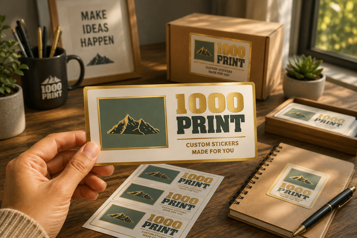 Custom Rectangle Gold Foiling Stickers | 1000 Print