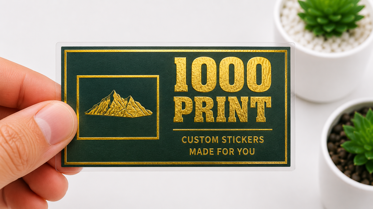 Custom Rectangle Gold Foiling Colour Paper Stickers | 1000 Print