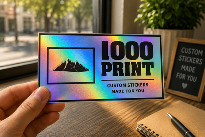 Custom Rectangle Holographic Stickers | 1000 Print (Black)