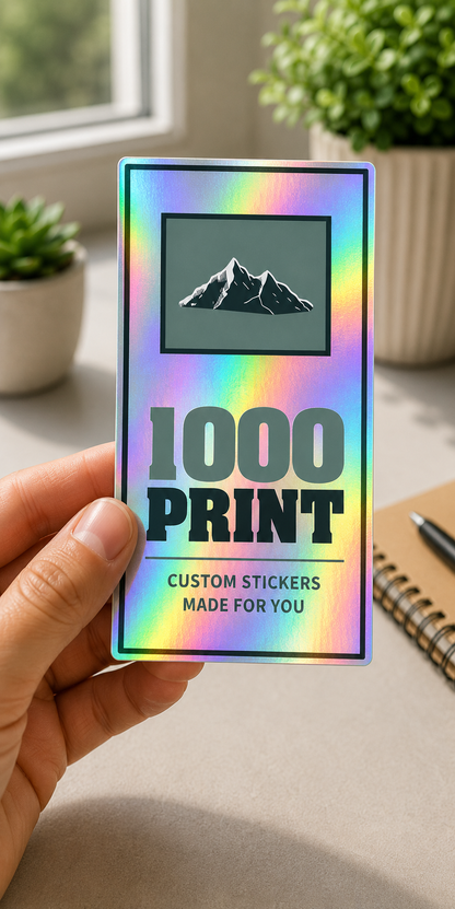 Custom Rectangle Holographic Stickers | 1000 Print (Colour)