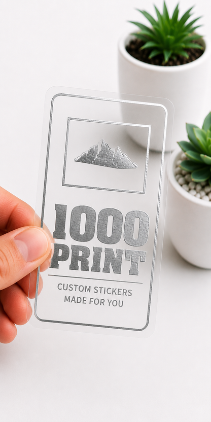 Custom Rectangle Silver Foiling Transparent Stickers | 1000 Print