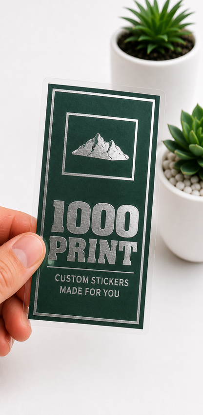 Custom Rectangle Silver Foiling Colour Paper Stickers | 1000 Print