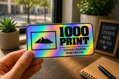 Custom Rounded Rectangle Holographic Stickers | 1000 Print (Black)
