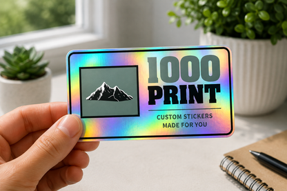 Custom Rounded Rectangle Holographic Stickers | 1000 Print (Colour)