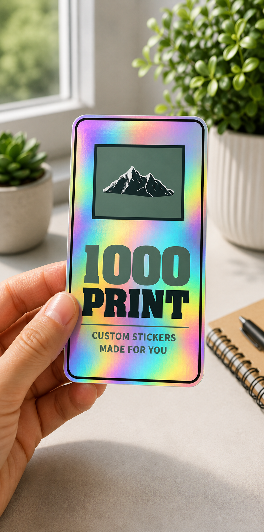 Custom Rounded Rectangle Holographic Stickers | 1000 Print (Colour)