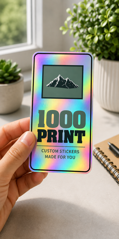 Custom Rounded Rectangle Holographic Stickers | 1000 Print (Colour)