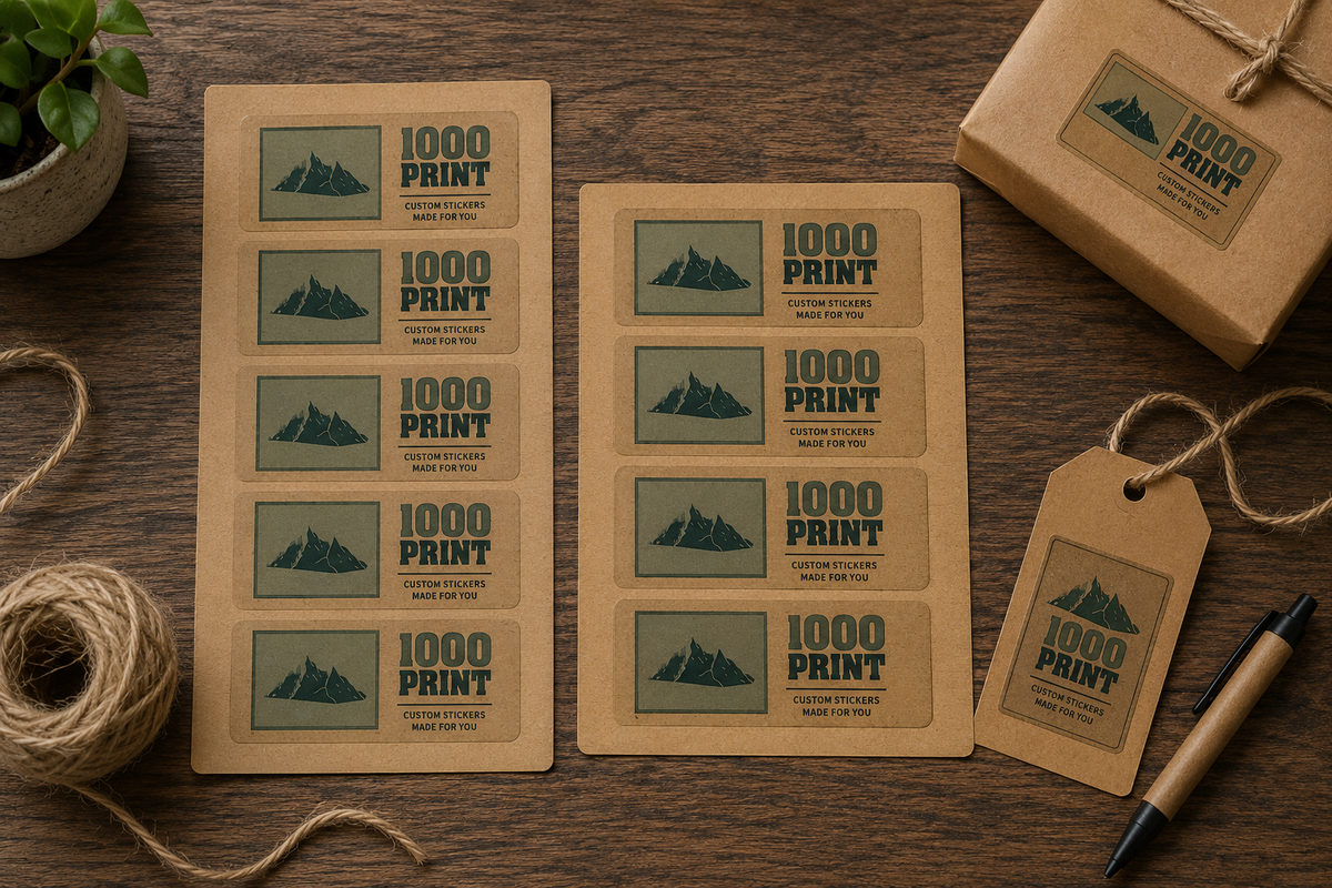 Custom Rounded Rectangle Kraft Paper Stickers | 1000 Print