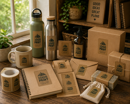 Custom Rounded Rectangle Kraft Paper Stickers | 1000 Print
