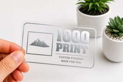 Custom Rounded Rectangle Silver Foiling Transparent Stickers | 1000 Print