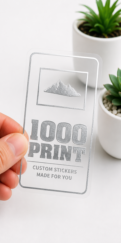 Custom Rounded Rectangle Silver Foiling Transparent Stickers | 1000 Print
