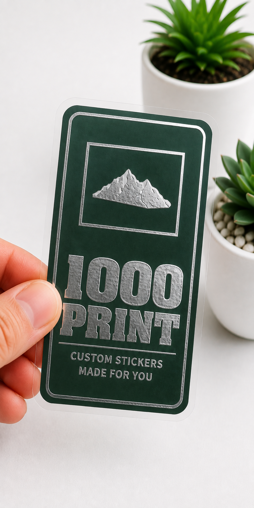 Custom Rounded Rectangle Silver Foiling Colour Paper Stickers | 1000 Print
