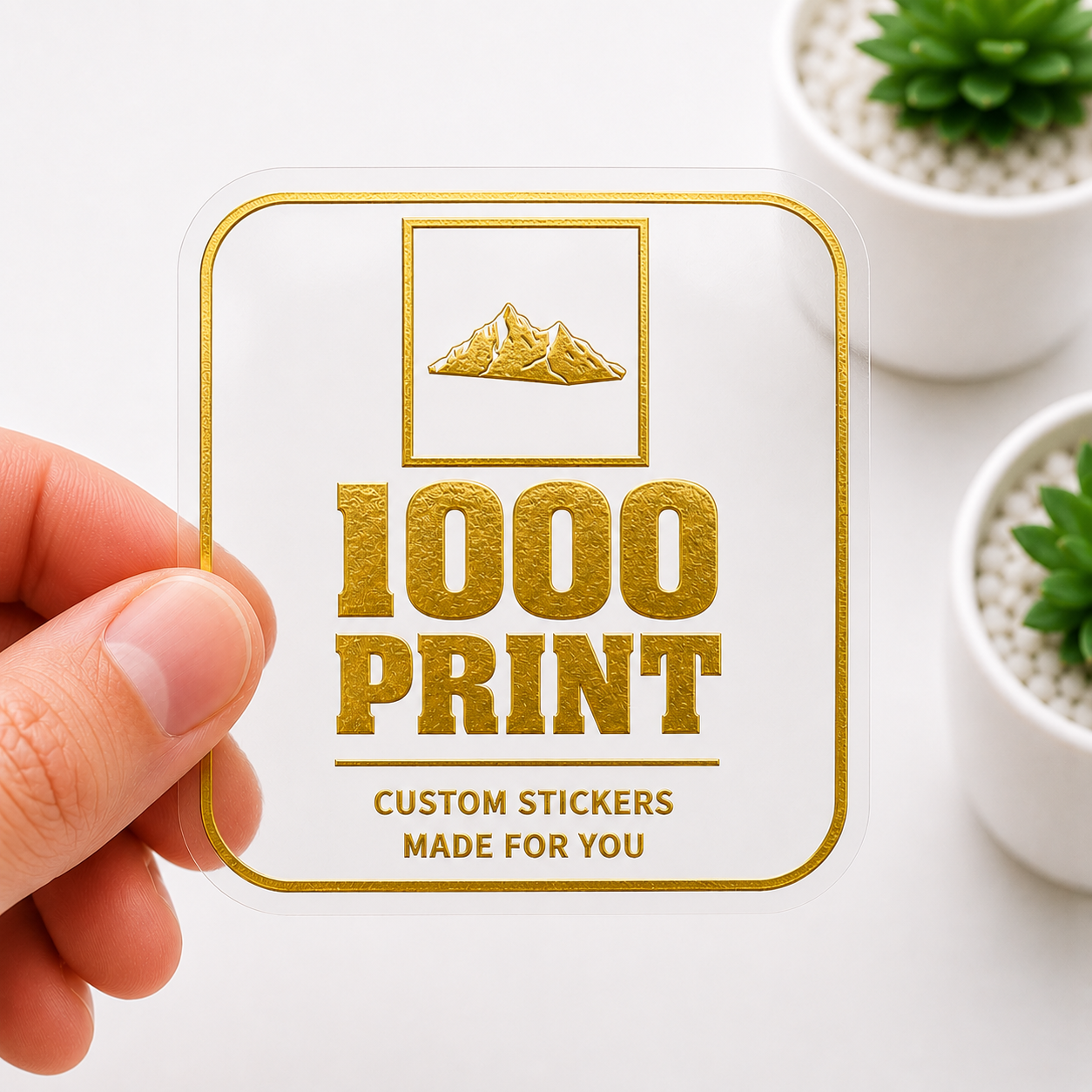 Custom Rounded Square Gold Foiling Stickers Transparent Sheets | 1000 Print