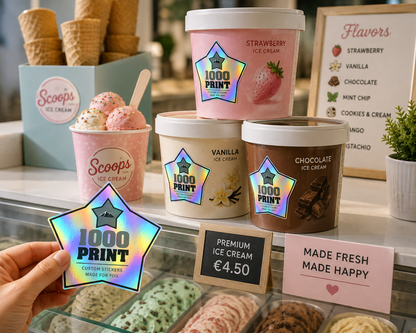 Custom Shape Holographic Stickers | 1000 Print (Colour)