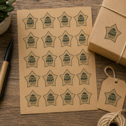 Custom Shape Kraft Paper Stickers | 1000 Print