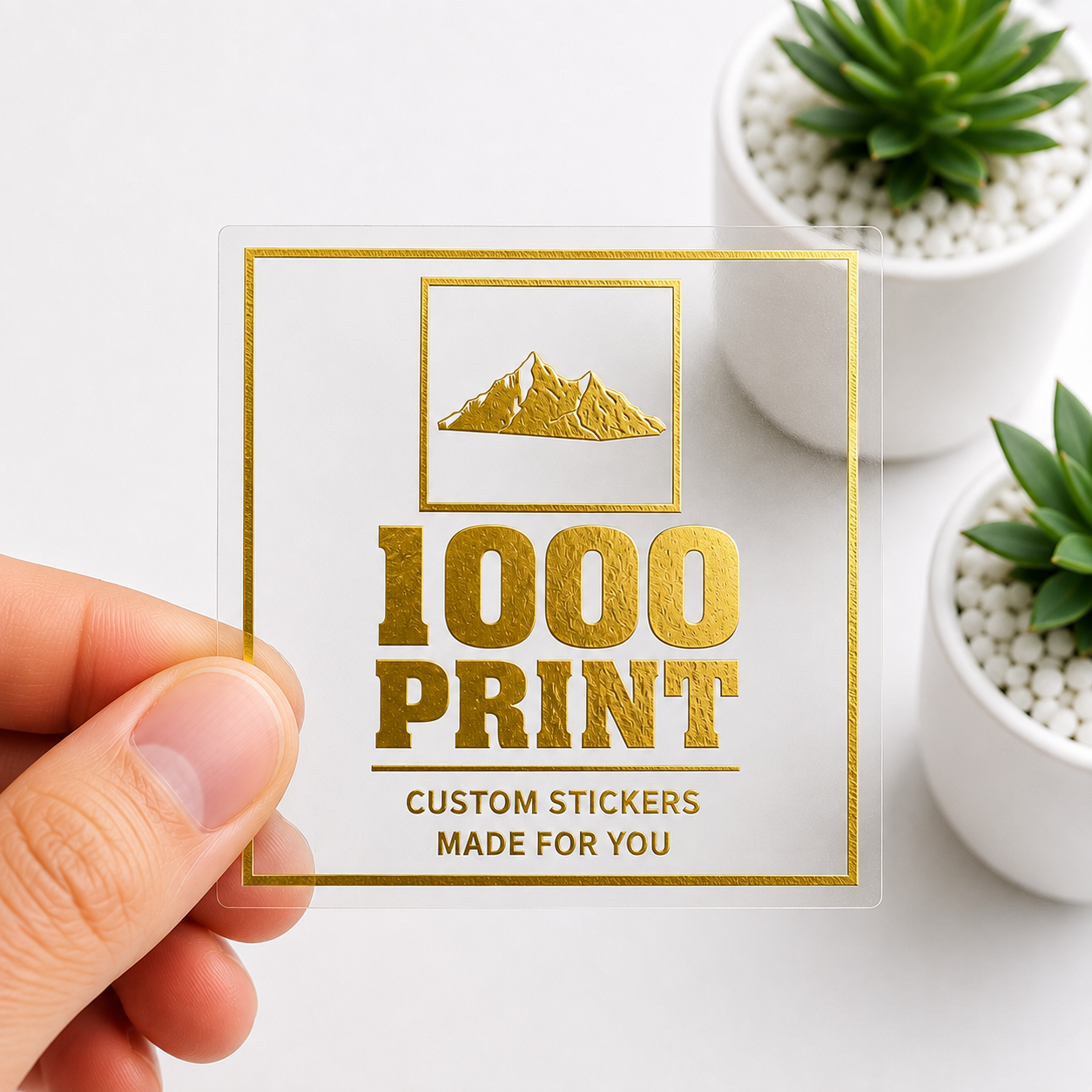 Custom Square Gold Foiling Stickers Transparent Sheets | 1000 Print