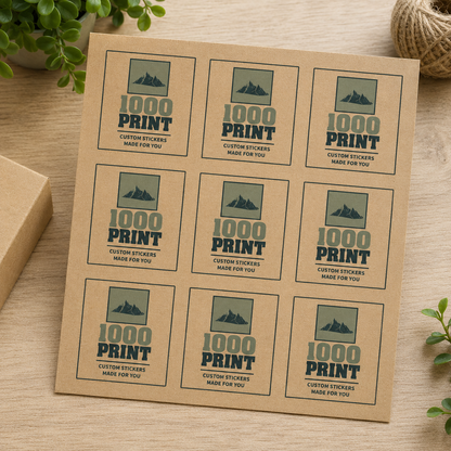 Custom Square Kraft Paper Stickers | 1000 Print