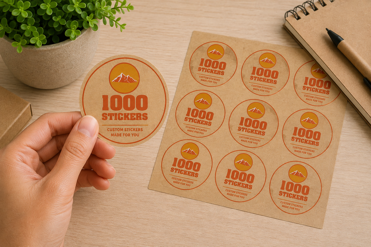 Custom Circle Kraft Paper Stickers | 1000 Stickers