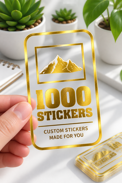 Custom Rounded Rectangle Gold Foiling Transparent Stickers | 1000 Stickers