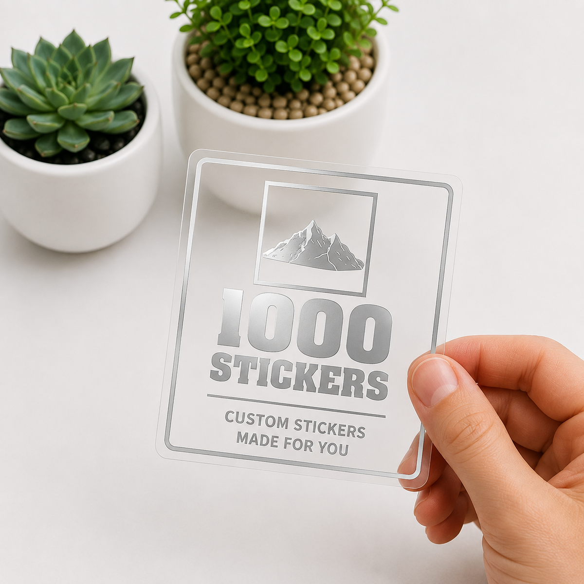Custom Square Silver Foiling Stickers Transparent Sheets | 1000 Stickers