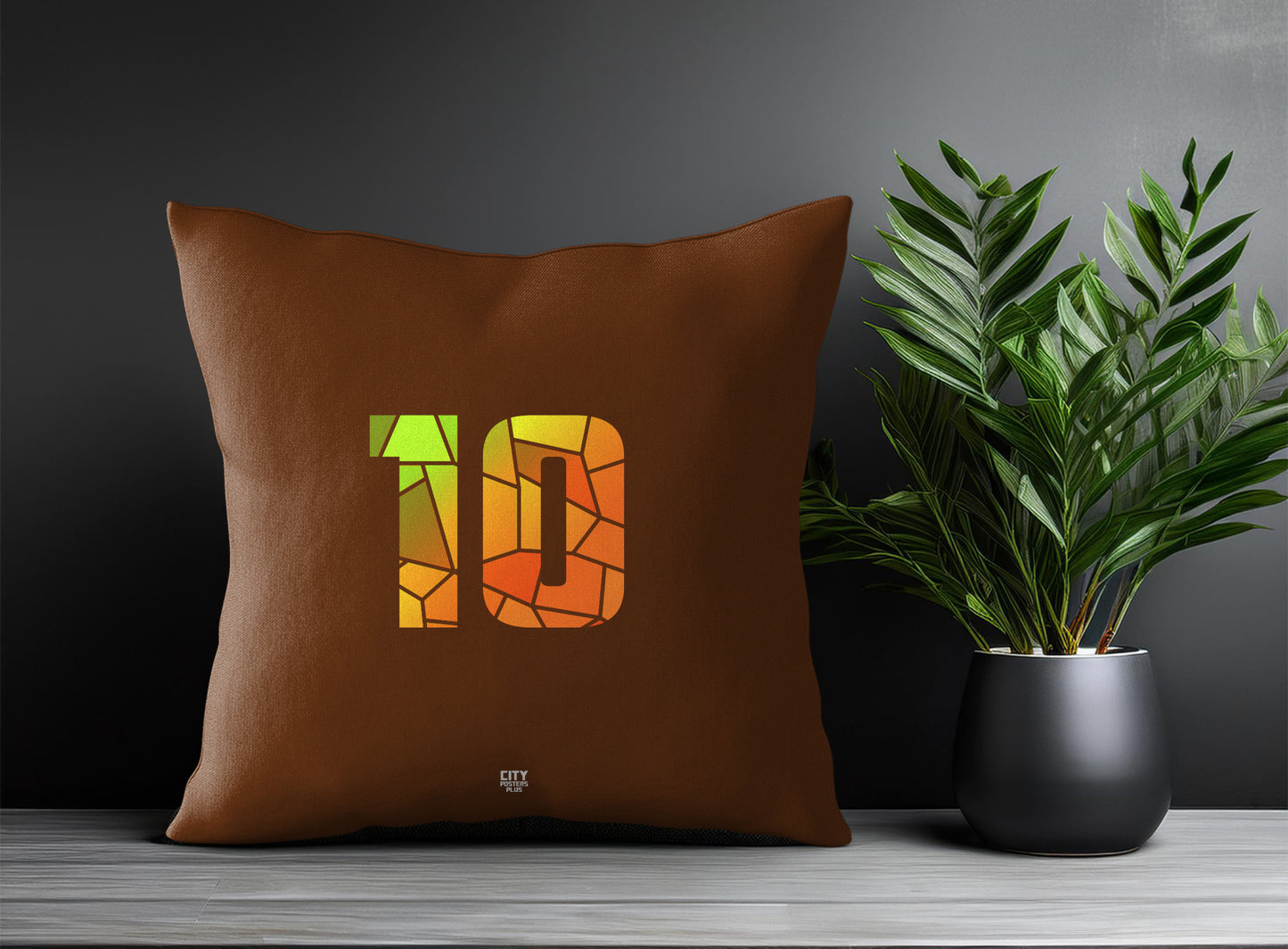 10 Number Pillow Case and Pillow Throw (Brown)