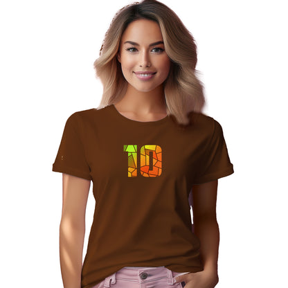 10 Number Women T-Shirt (Brown) | Stylish Numeric Graphic Tee