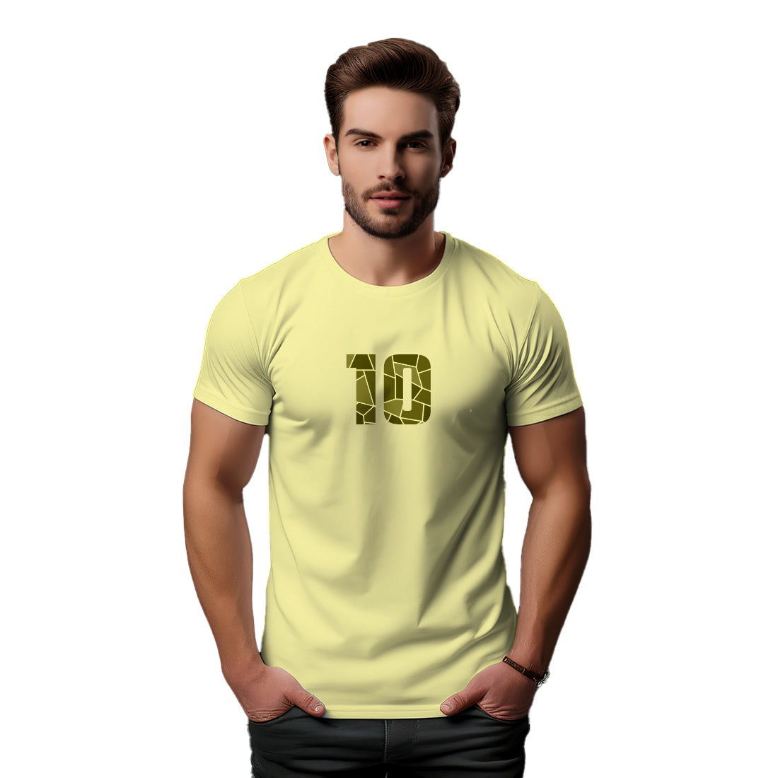 10 Number Men Unisex T-Shirt (Butter Yellow)