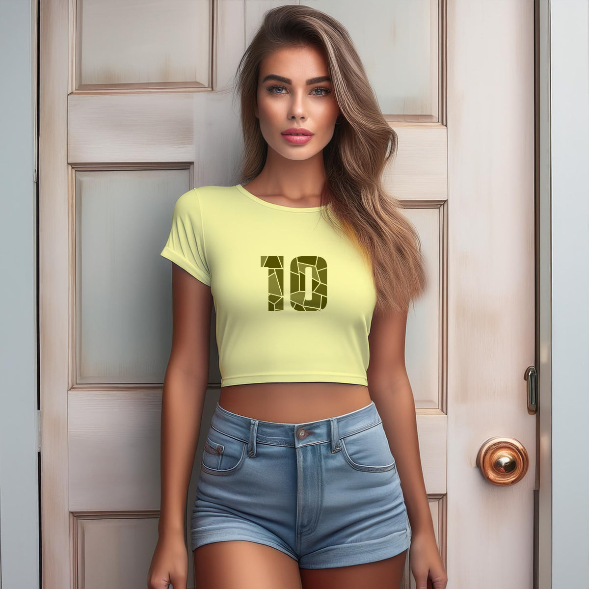 10 Number Women Crop Top (Butter Yellow)