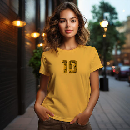 10 Number Women T-Shirt (Golden Yellow) | Stylish Numeric Graphic Tee