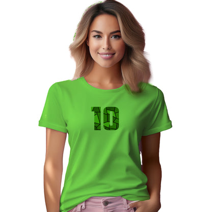 10 Number Women T-Shirt (Liril Green) | Stylish Numeric Graphic Tee